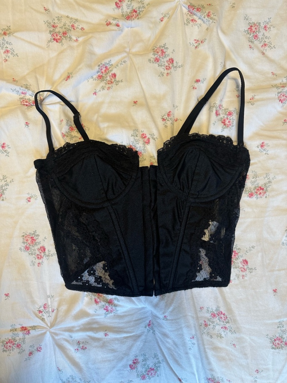 Edikted Black Lace Bustier Bra Top